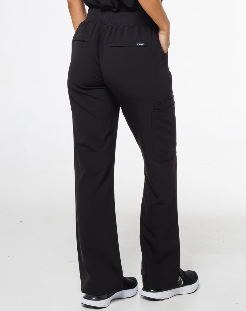 ComfortEase Women Cargo Scrub Pants Black XS Reg 1Ct
