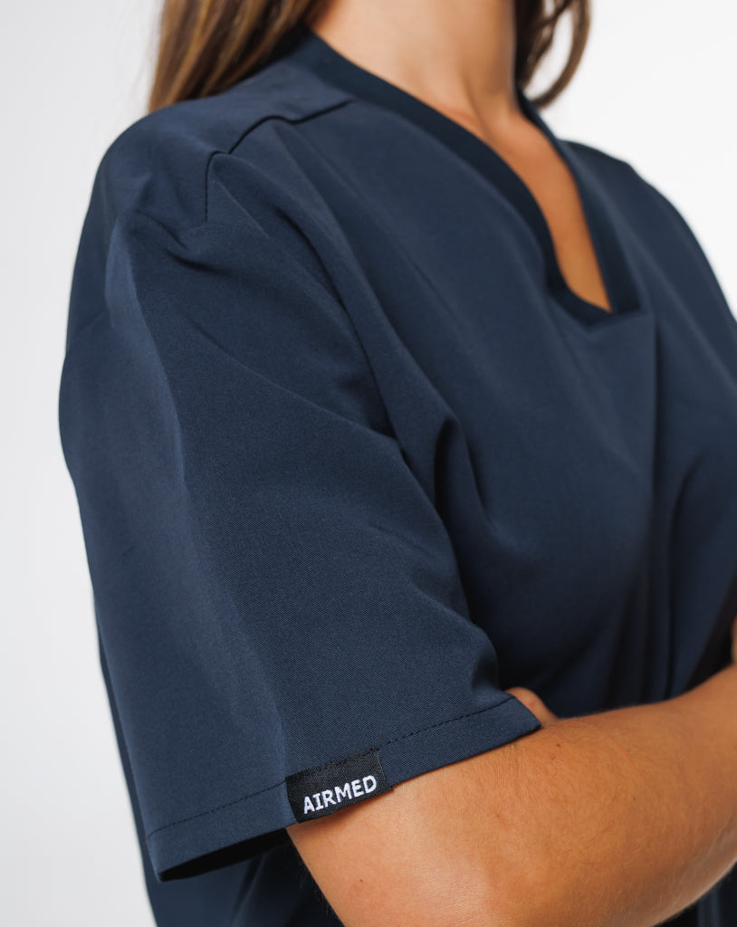 Women's Signature 3 Pocket V Neck Scrub Top Navy Airmed Scrubs