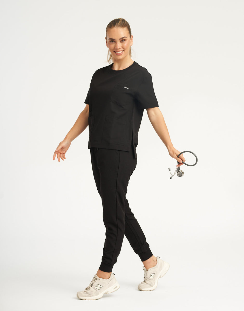 Black Crewneck and Scrub Jogger Set Airmed Scrubs