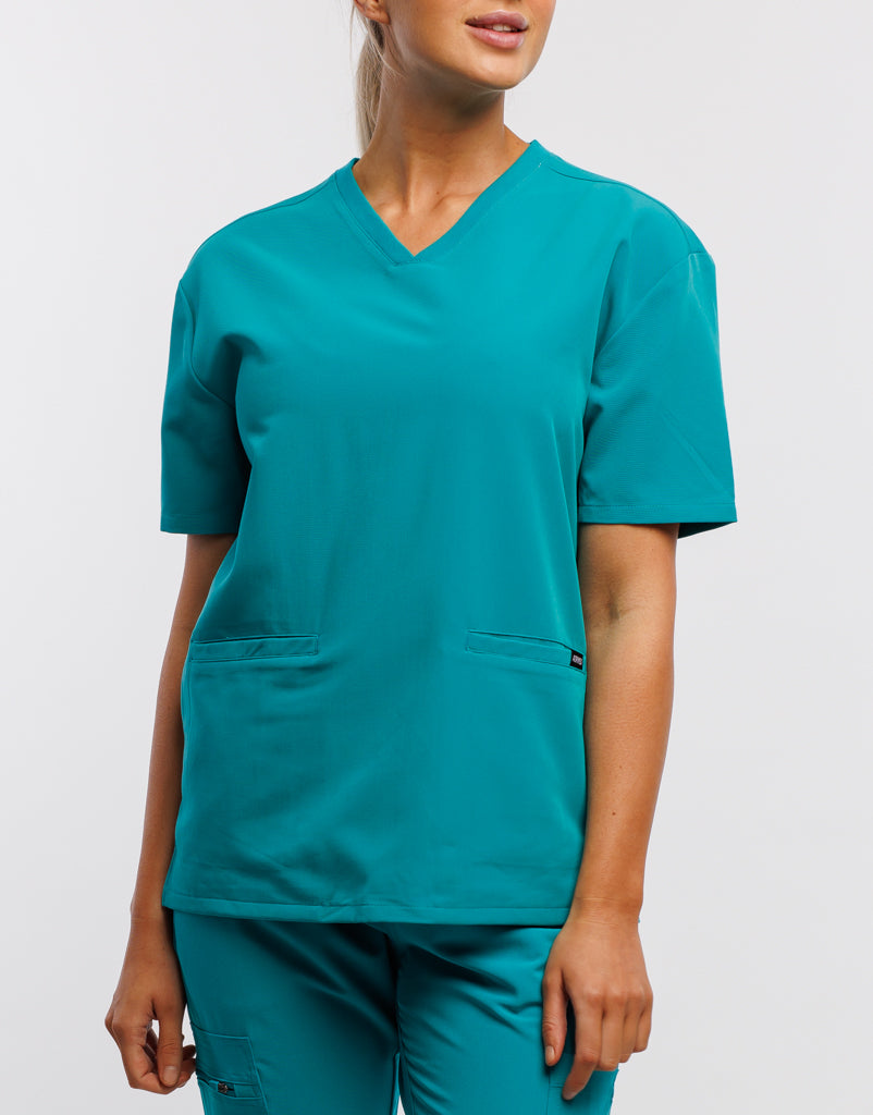 Essential Everyday V Neck Scrub Top Sydney Teal Airmed Scrubs