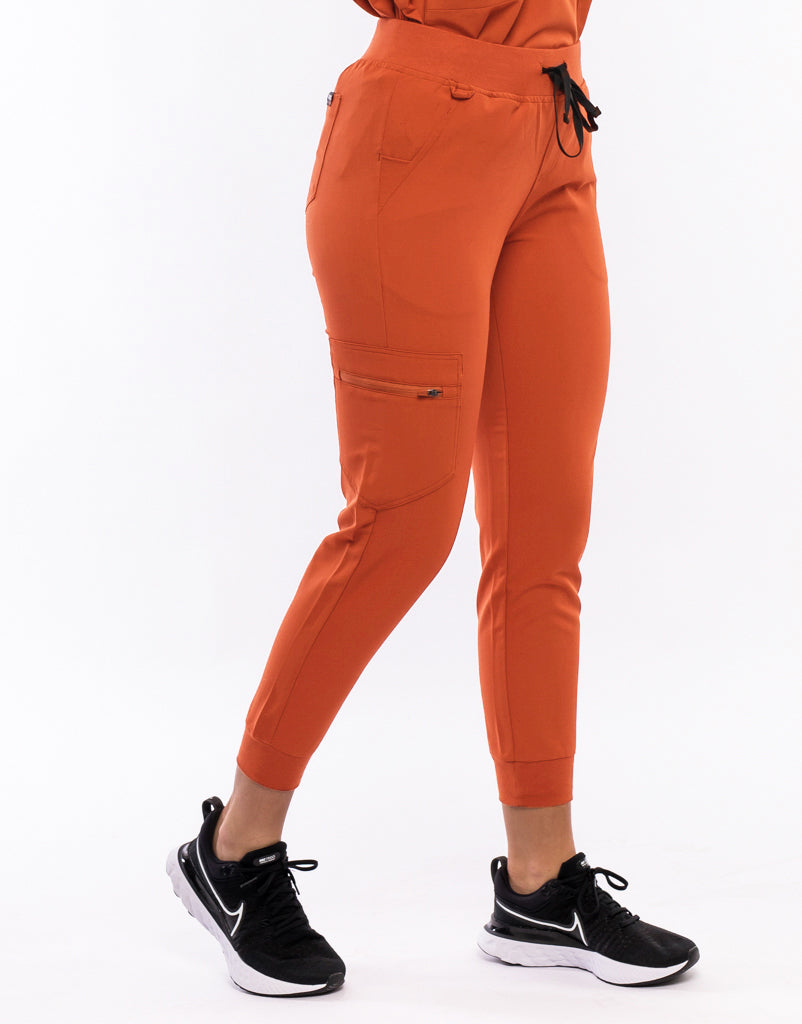 Women's Essential Jogger Scrub Pants Clay Orange Airmed Scrubs