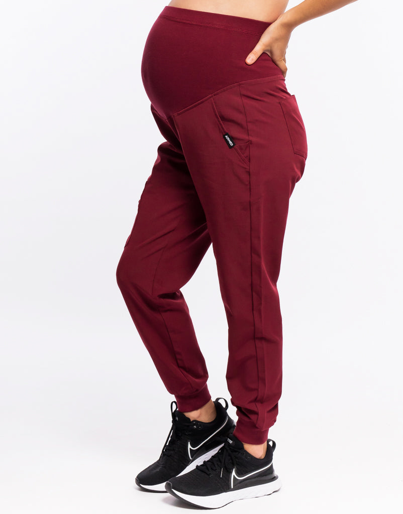 Essential Maternity Jogger Scrub Pants Cordorvan Red Airmed Scrubs