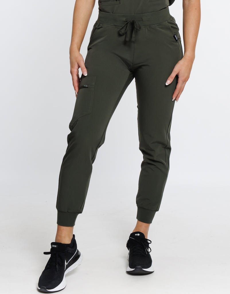 Essential Jogger Scrub Pants - Khaki Green – Airmed Scrubs