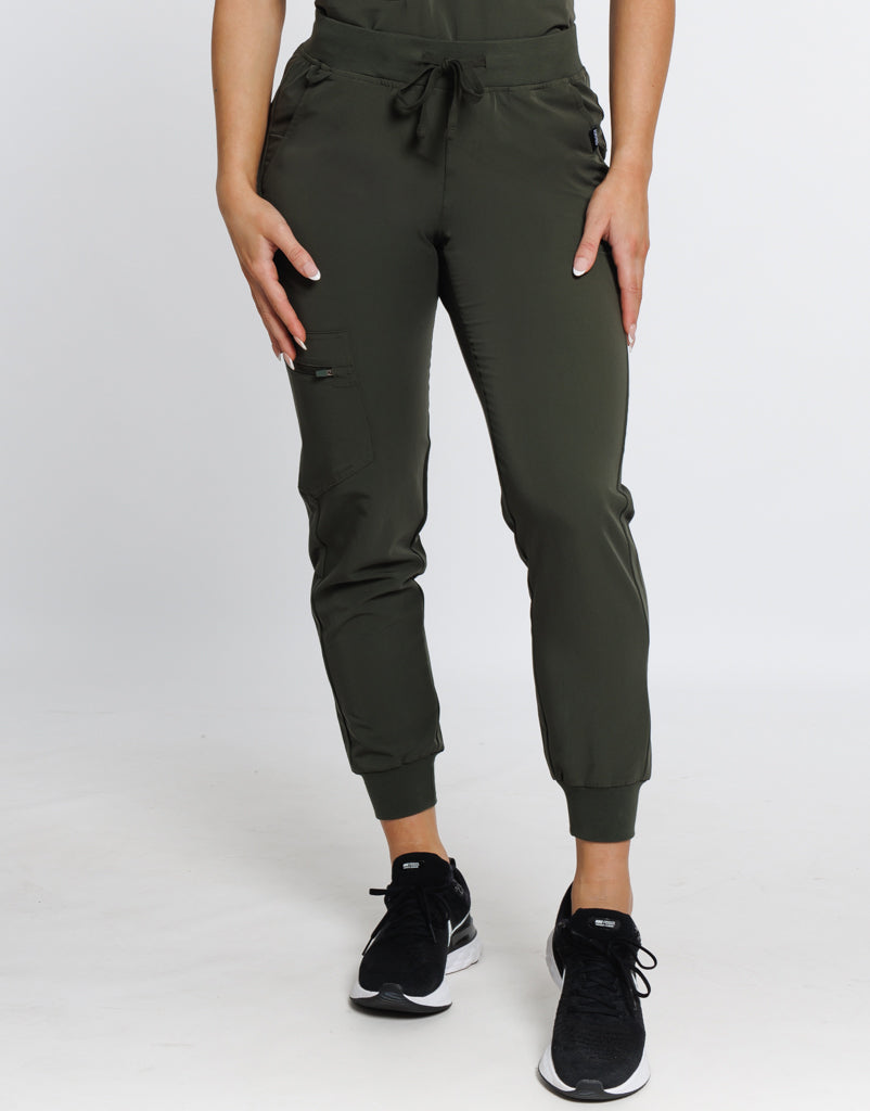 Essential Everyday Jogger Scrub Pants - Khaki Green – Airmed Scrubs