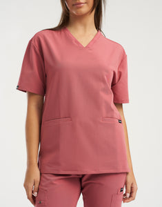 Essential V Neck Scrub Top - Mauvewood