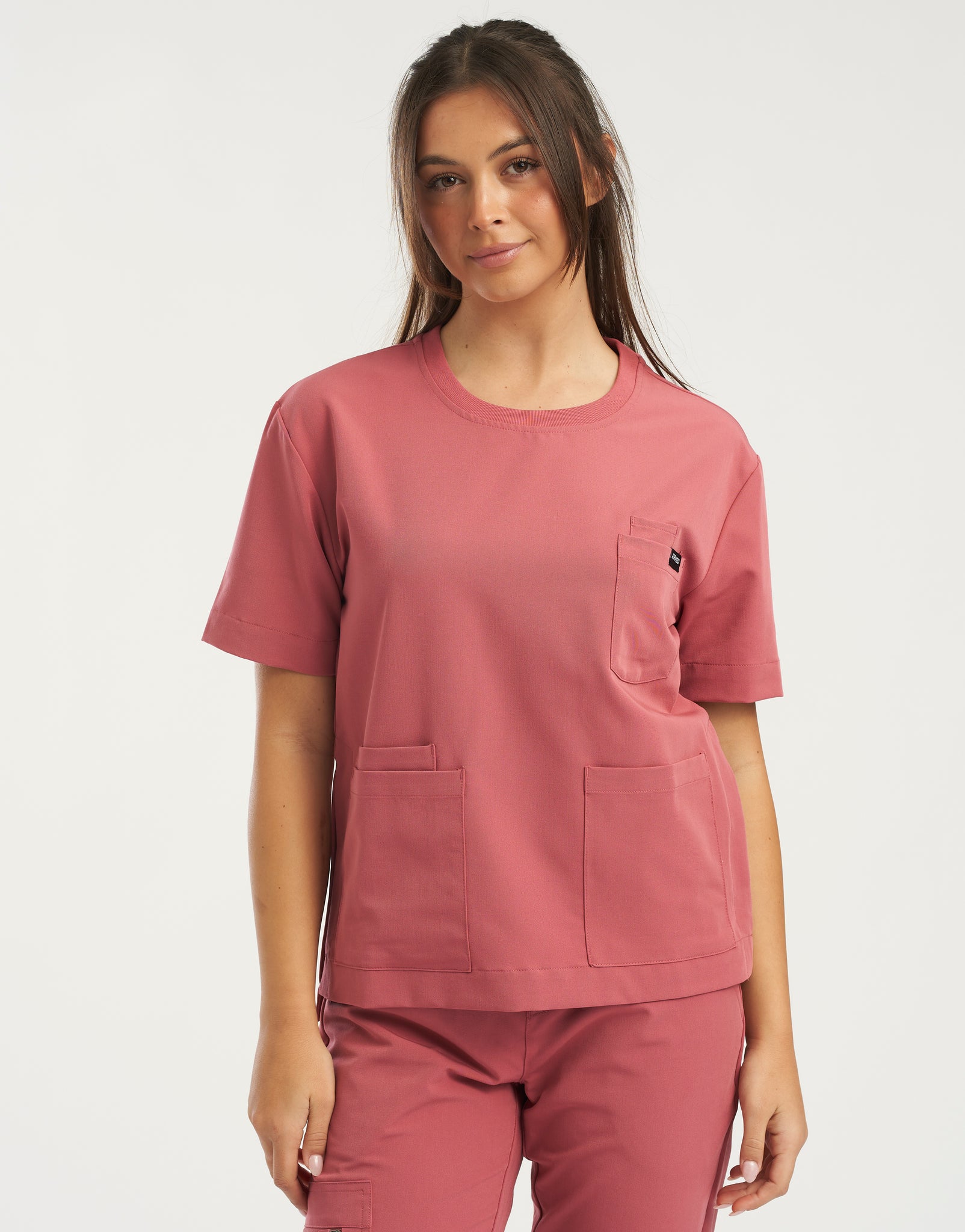 Essential Crewneck Scrub Top - Mauvewood