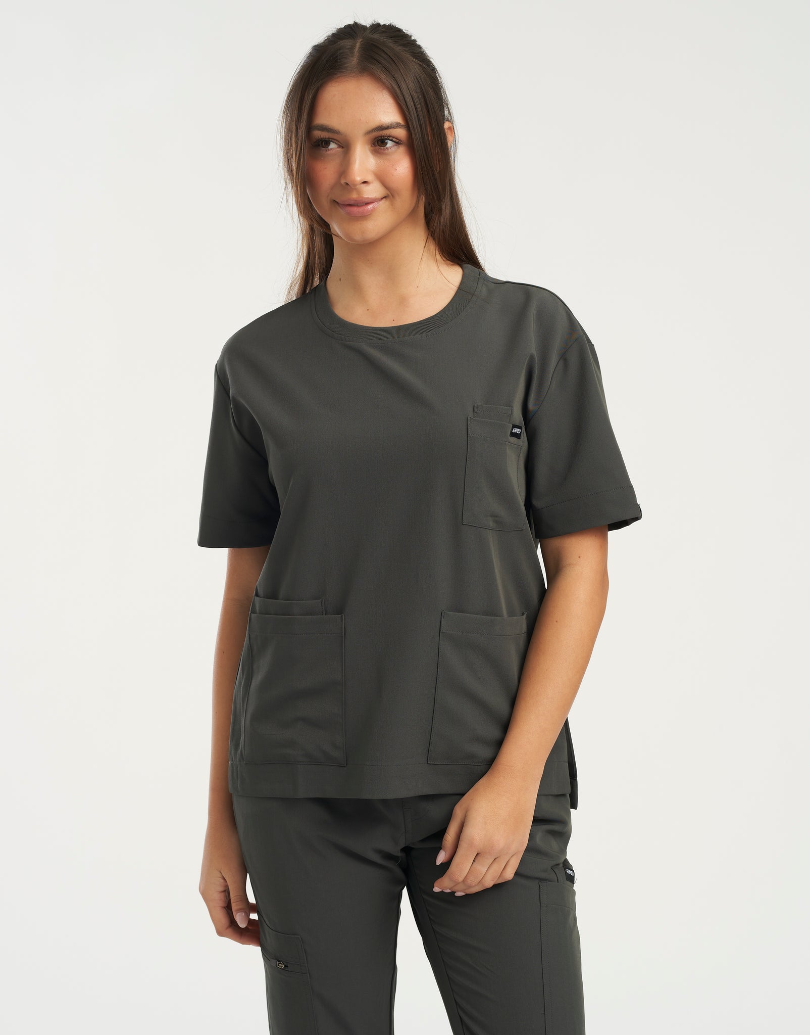 Essential Crewneck Scrub Top - Asphalt