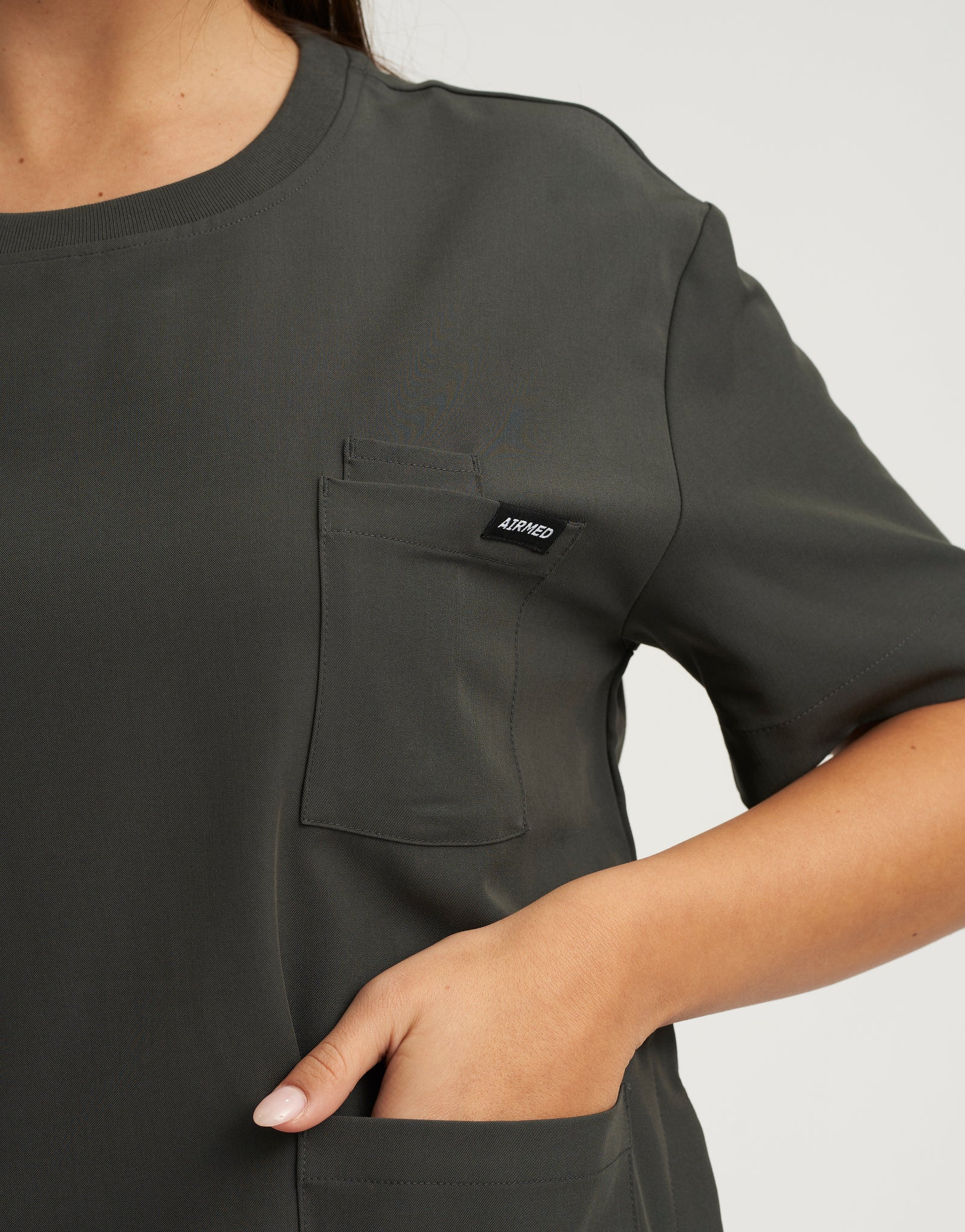 Essential Crewneck Scrub Top - Asphalt