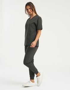 Essential V Neck Scrub Top - Asphalt