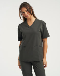 Essential V Neck Scrub Top - Asphalt