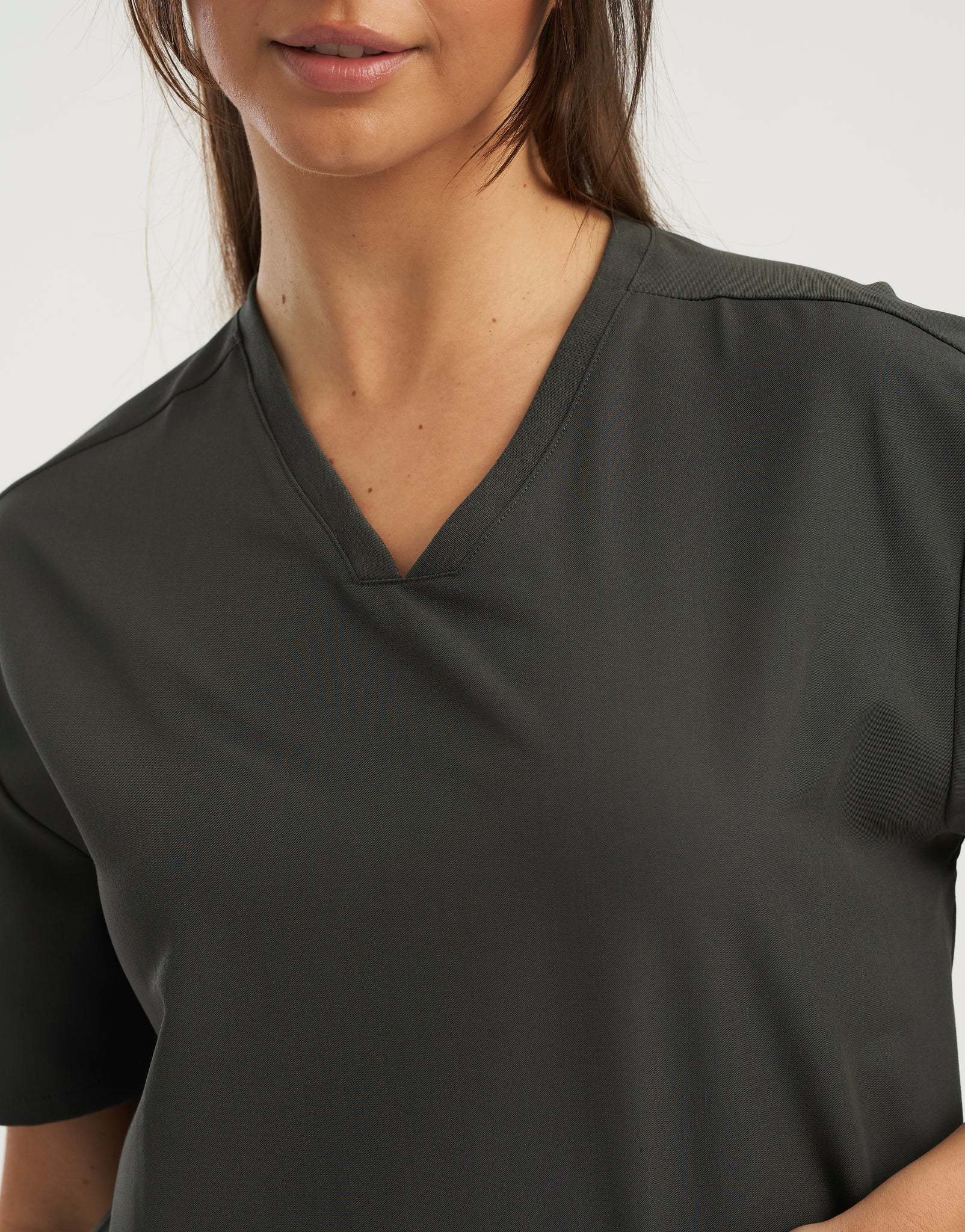 Essential V Neck Scrub Top - Asphalt