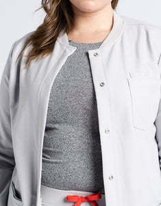 Scrub Jacket Button Up - Tail light Grey