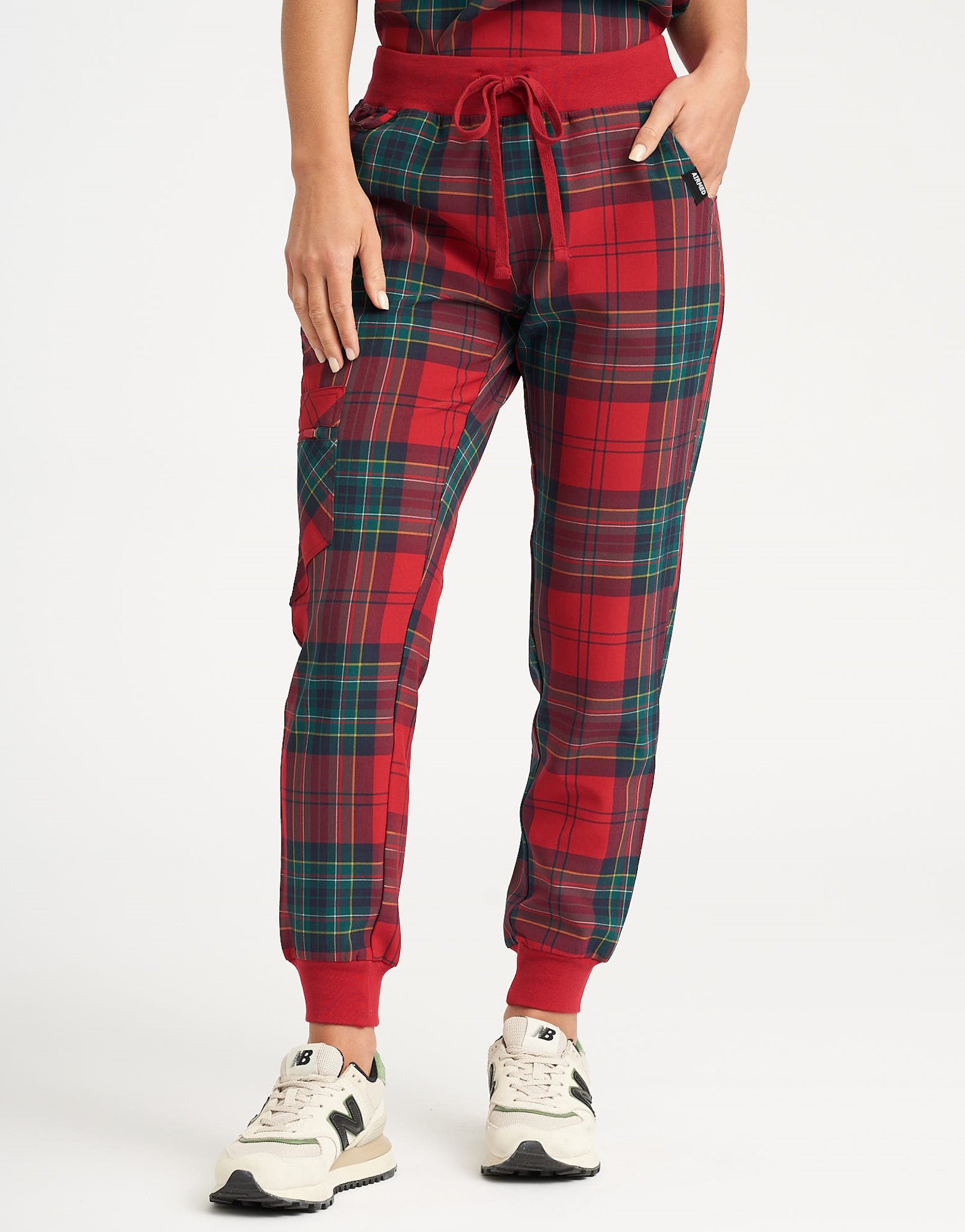Red Pontso Essential Everyday Jogger Scrub Pants - Christmas Red Tartan – Airmed ...