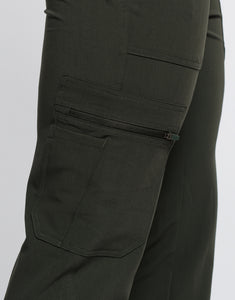 Essential Multi-Pocket Scrub Pants - Khaki Green