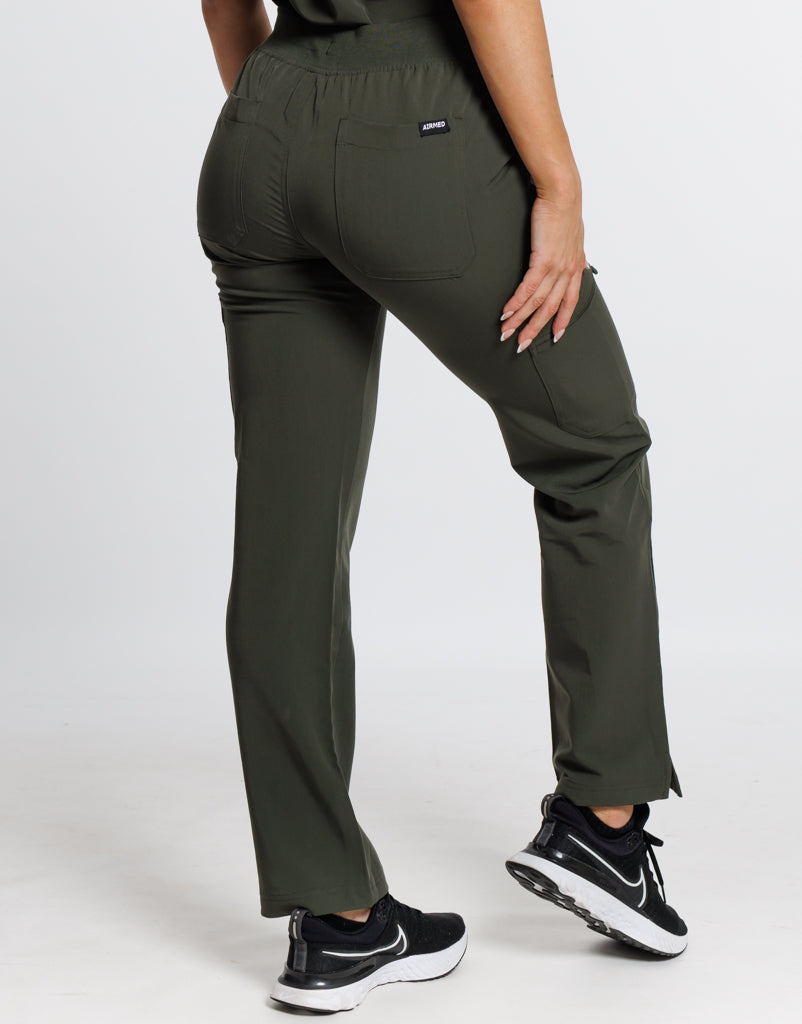 Essential Multi-Pocket Scrub Pants - Khaki Green