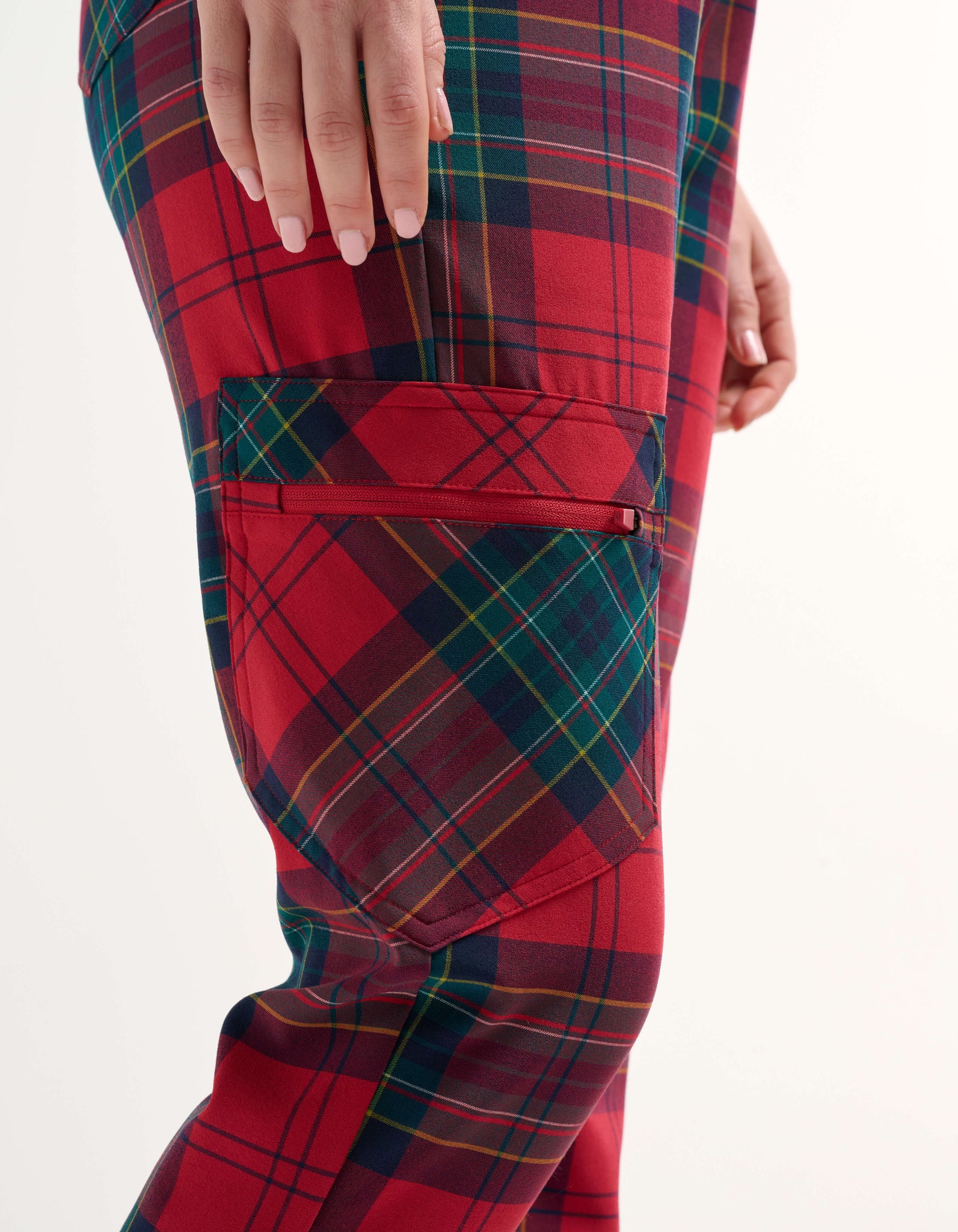 Essential Jogger Scrub Pants - Christmas Red Tartan