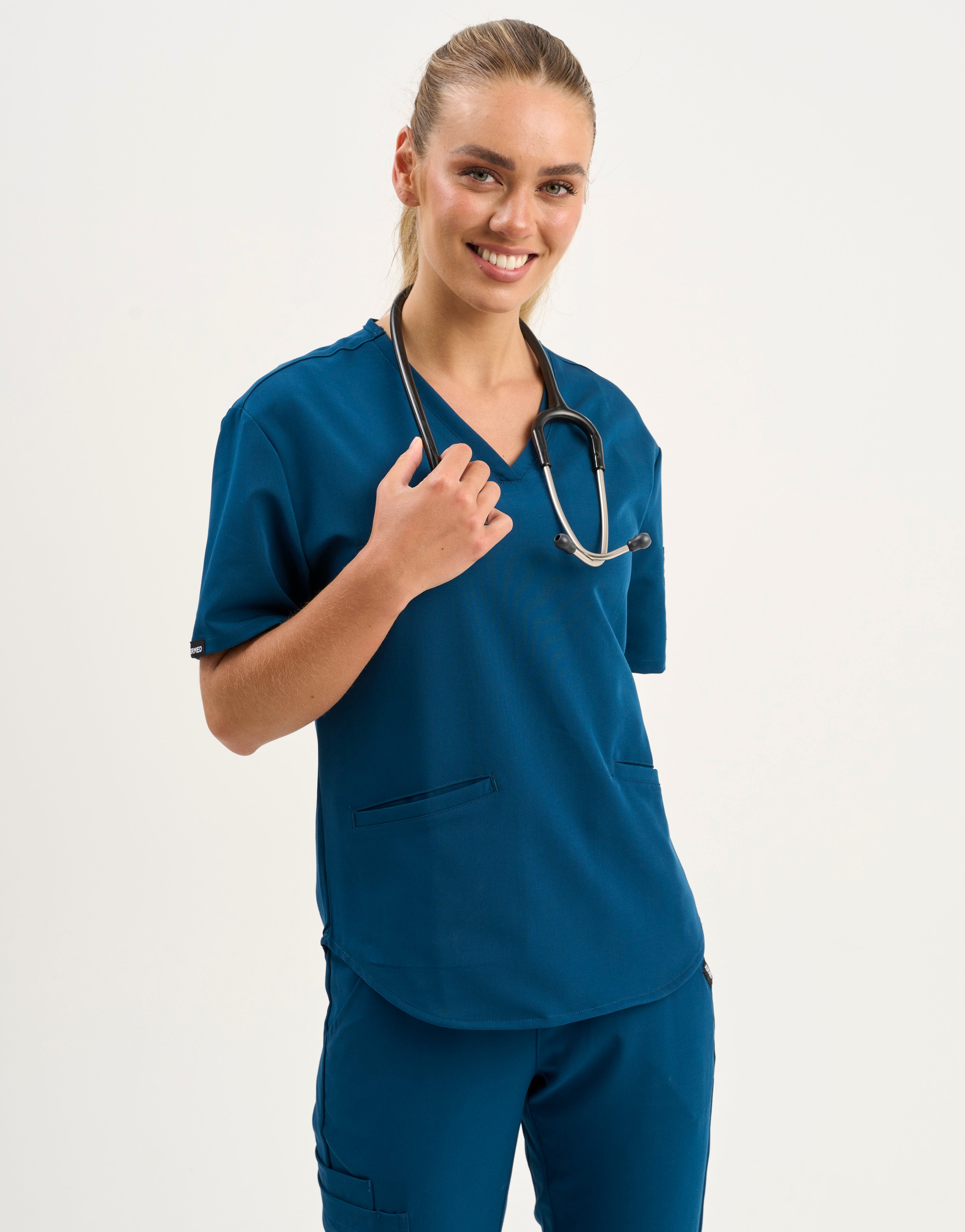 Aspire V Neck Scrub Top - Gibraltar Blue