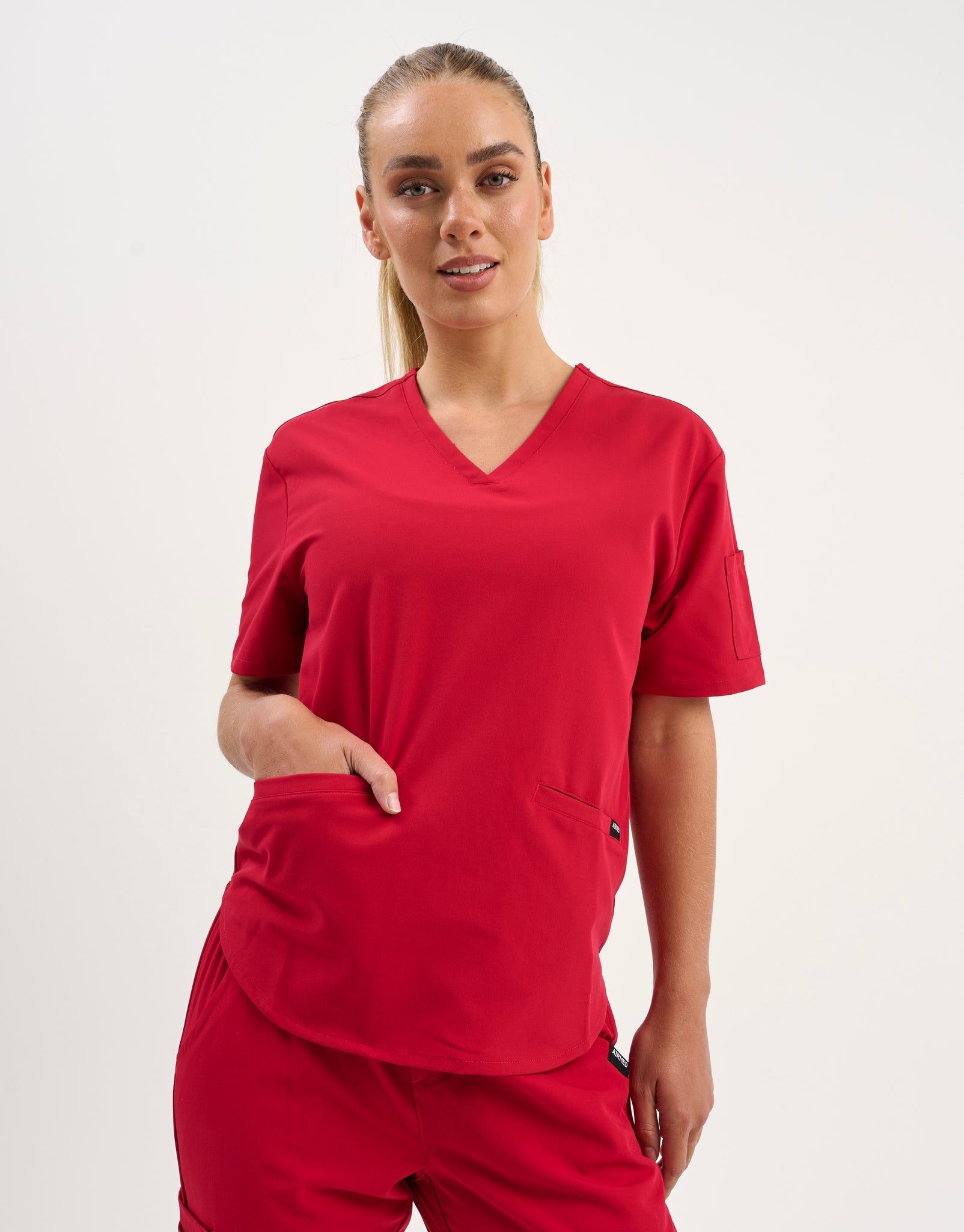 Aspire V Neck Scrub Top - Cherry Red