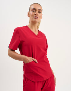 Aspire V Neck Scrub Top - Cherry Red