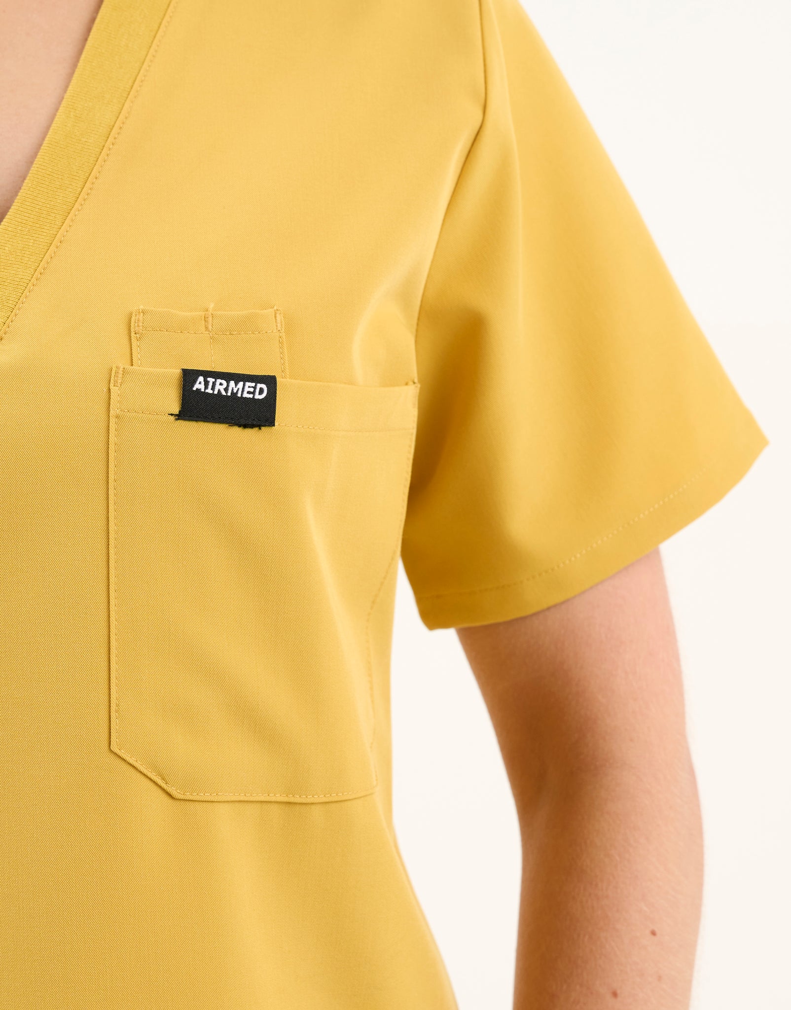 Essential One Pocket V Neck Scrub Top - Yellow Gold