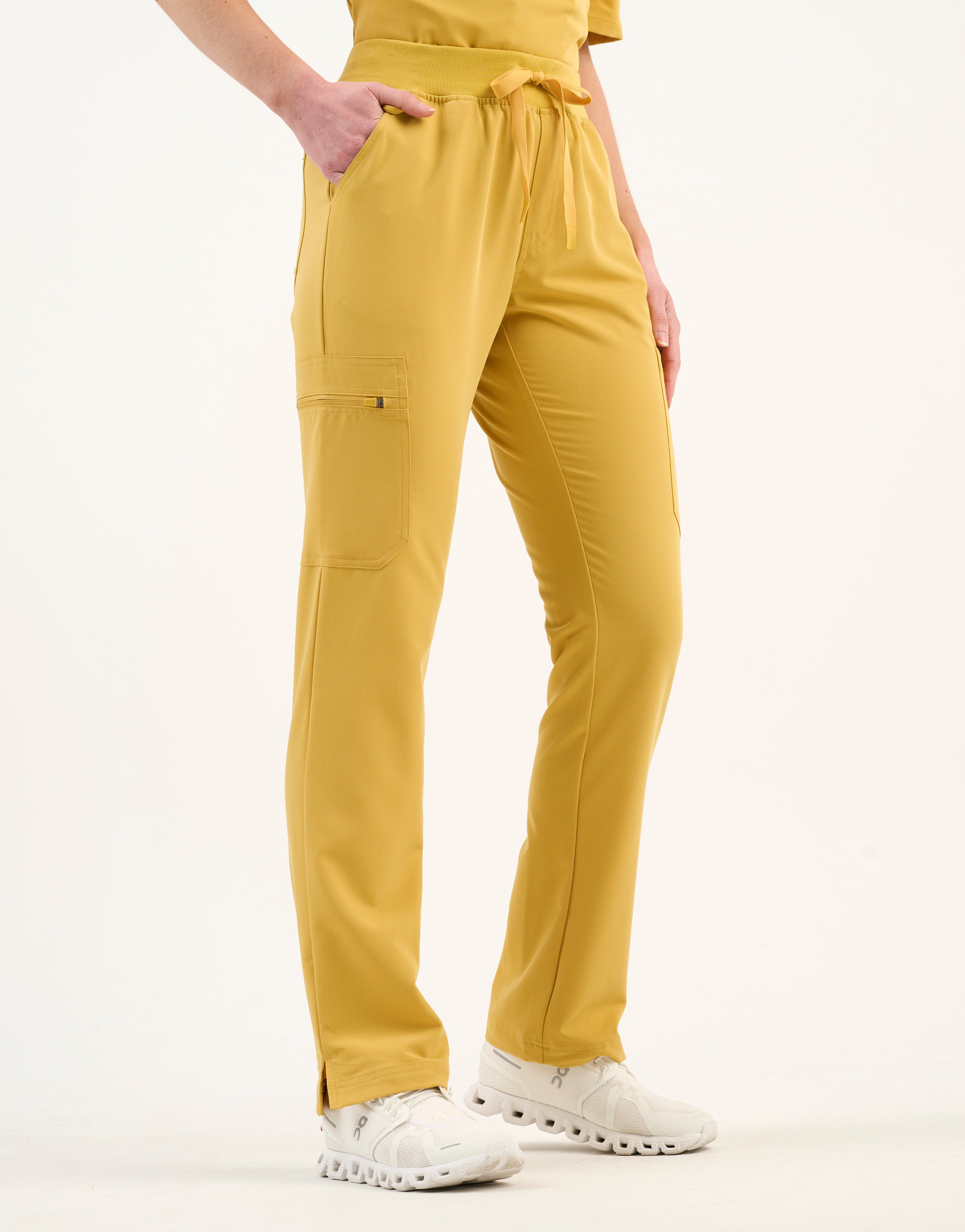 Essential Multi-Pocket Scrub Pants - Yellow Gold