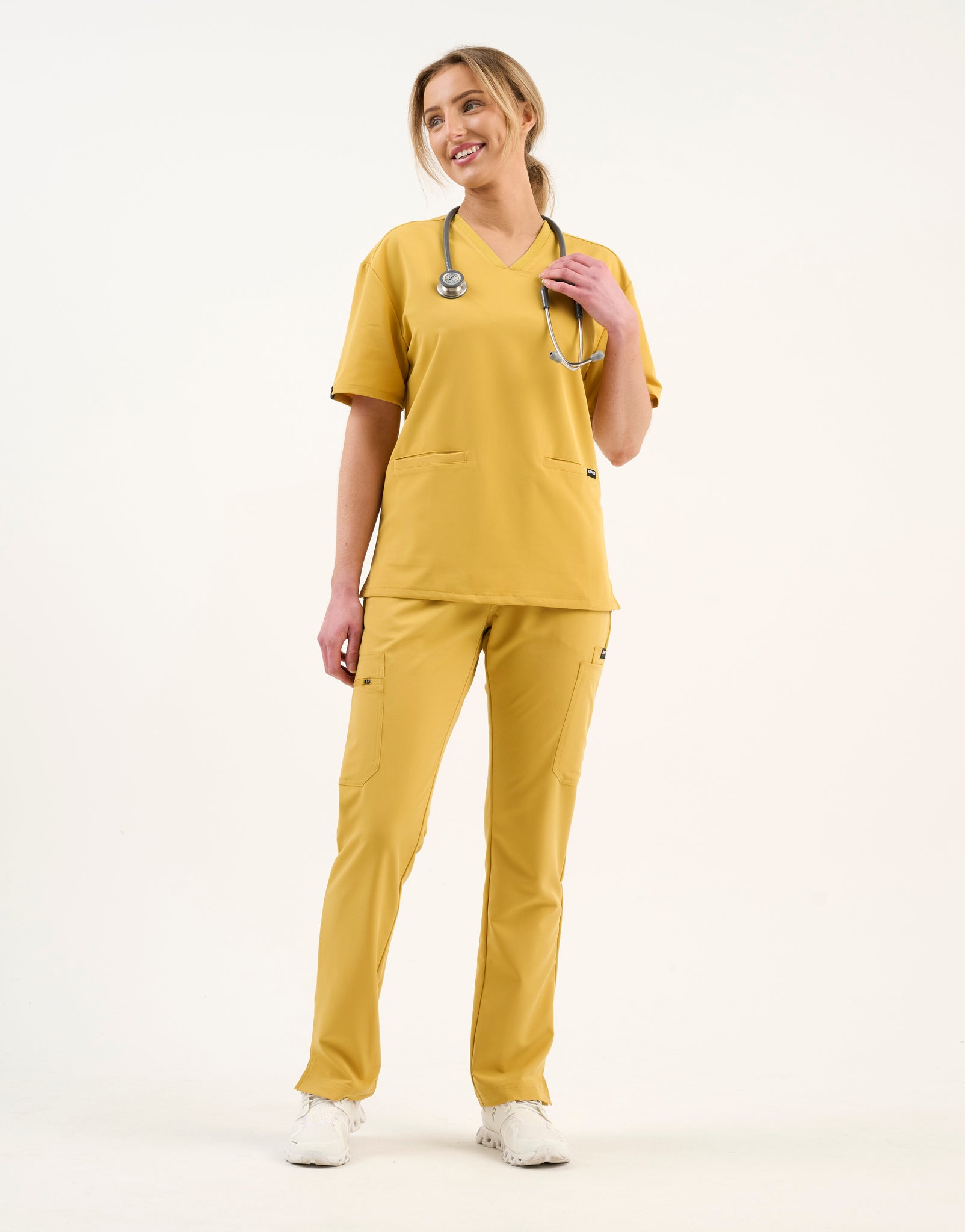 Essential V Neck Scrub Top - Yellow Gold