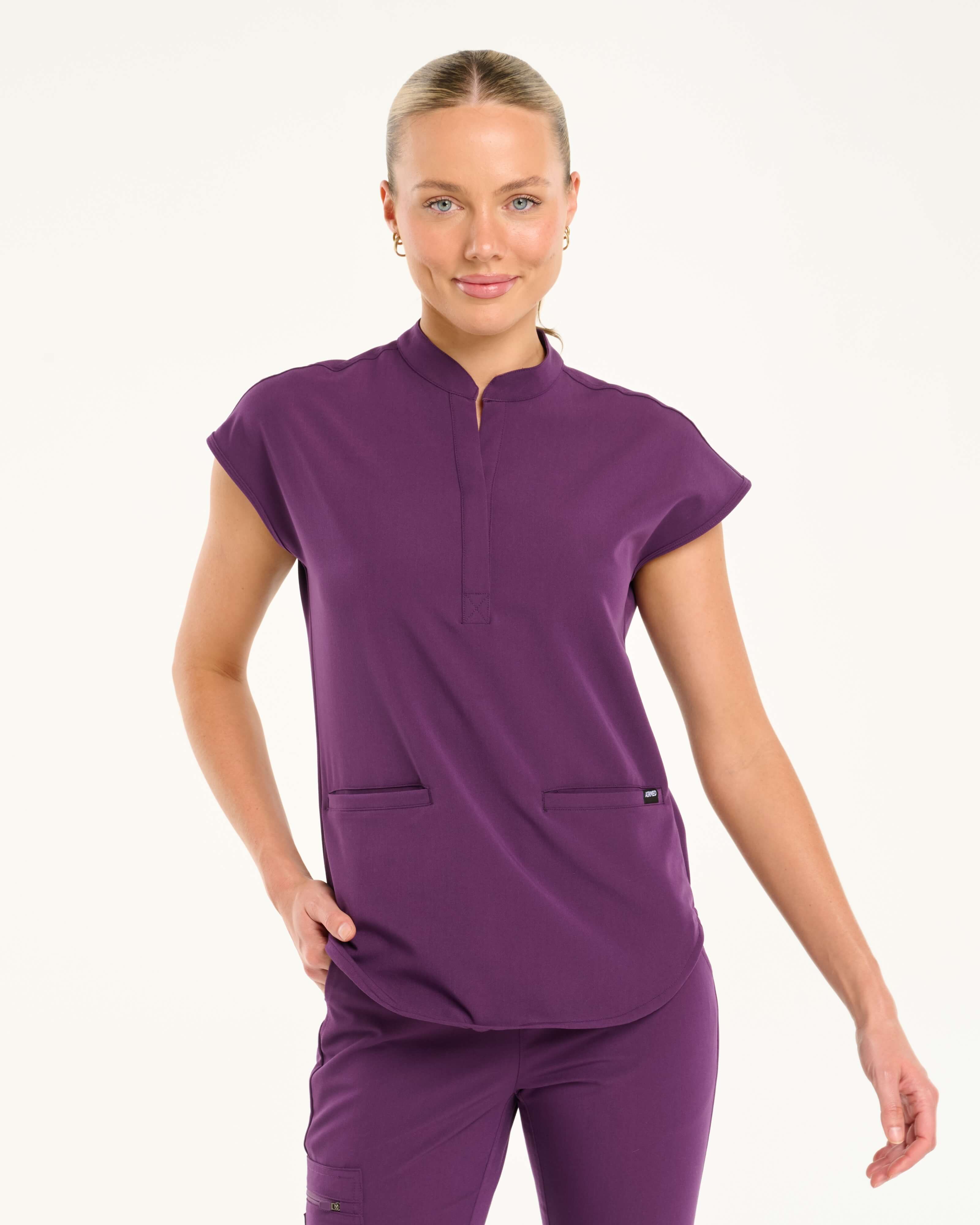 Apollo Scrub Top in Just Purple | Airmed Scrubs