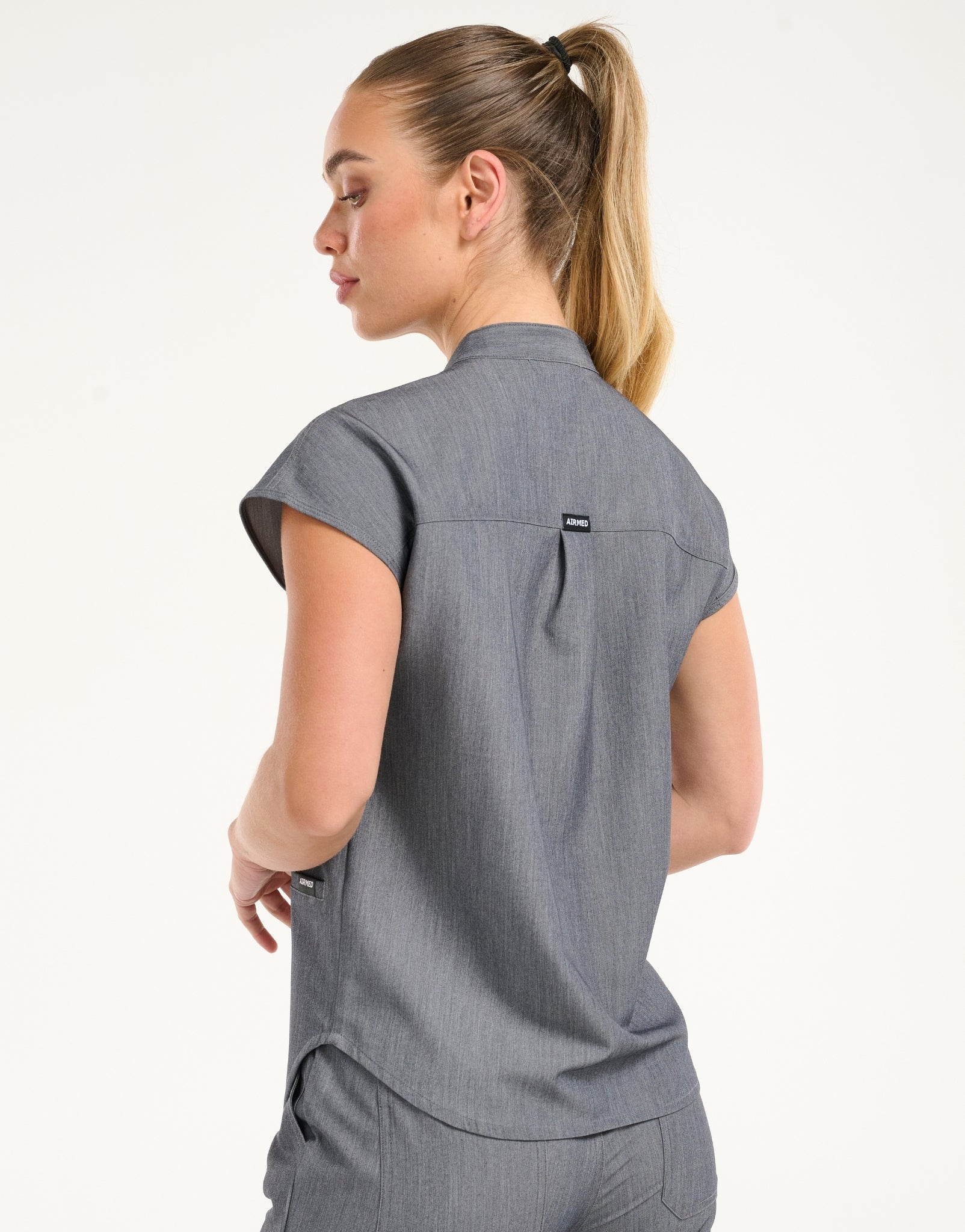 Apollo Scrub Top - Heather Grey