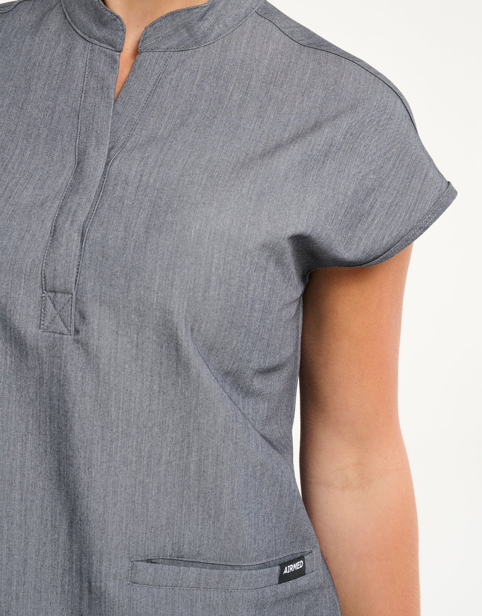 Apollo Scrub Top - Heather Grey