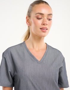 Aspire V Neck Scrub Top - Heather Grey