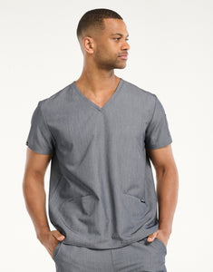 Aspire V Neck Scrub Top - Heather Grey