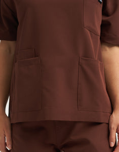 Essential Crewneck Scrub Top - Cocoa