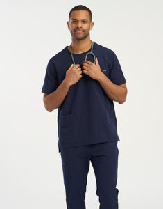 Essential Crewneck Scrub Top - True Navy