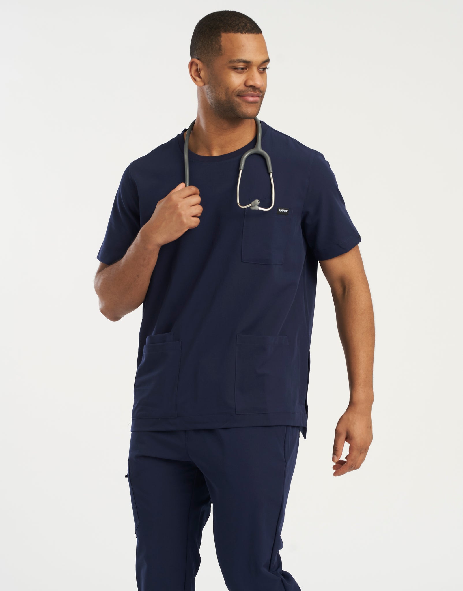 Men's Essential Crewneck Scrub Top - True Navy – Airmed Scrubs