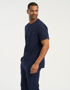 Essential Crewneck Scrub Top - True Navy