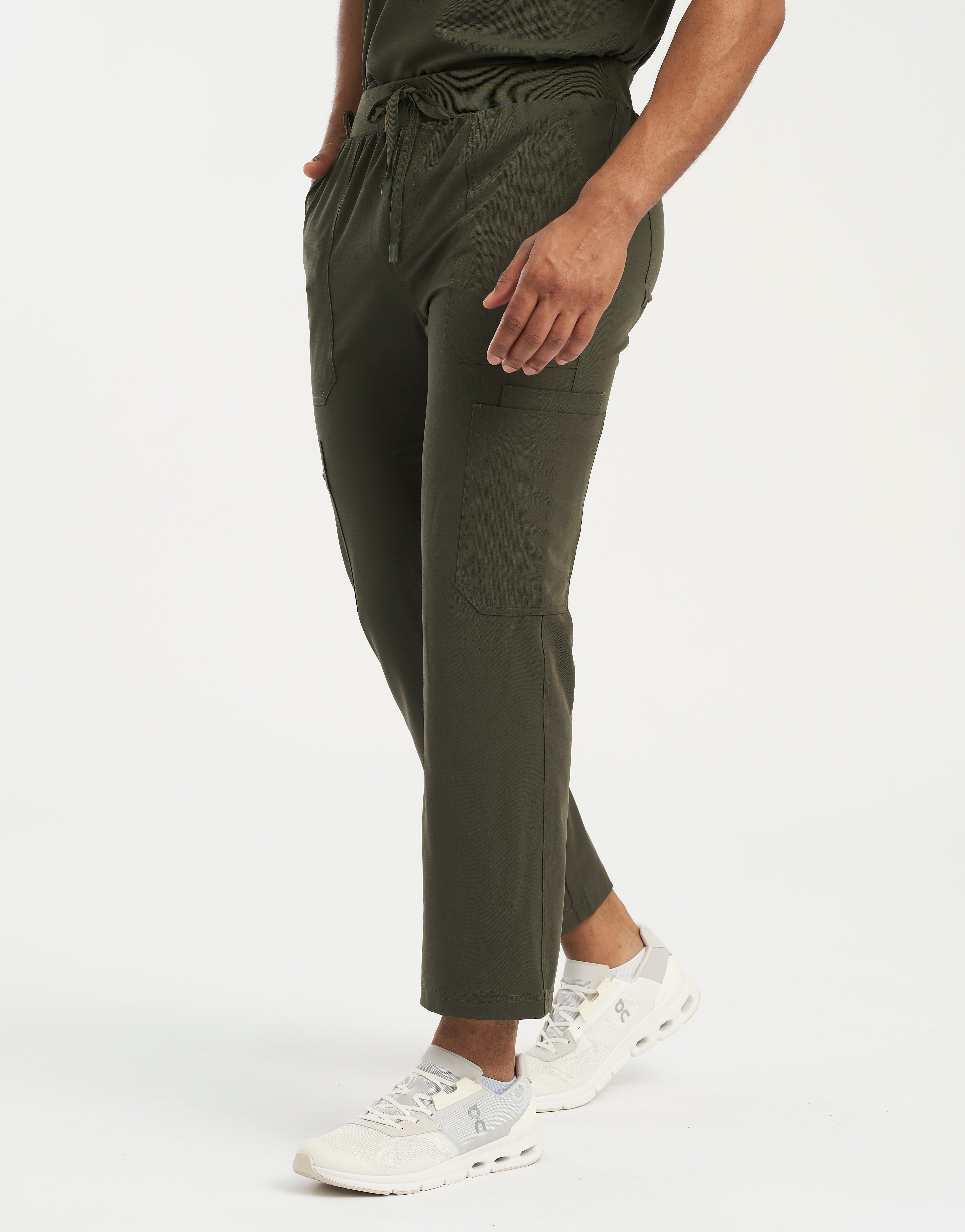 Essential Multi-Pocket Scrub Pants - Khaki Green