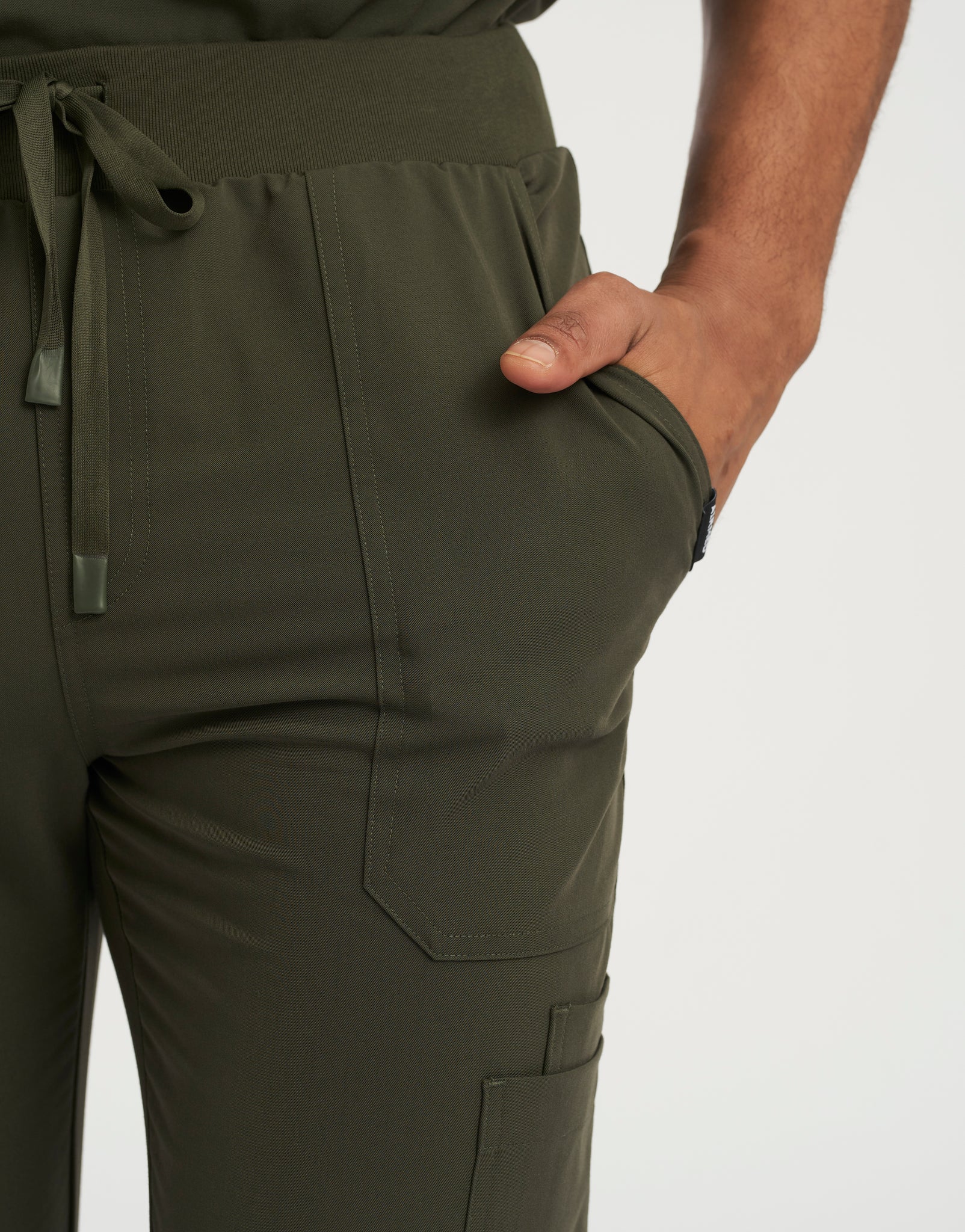 Essential Multi-Pocket Scrub Pants - Khaki Green