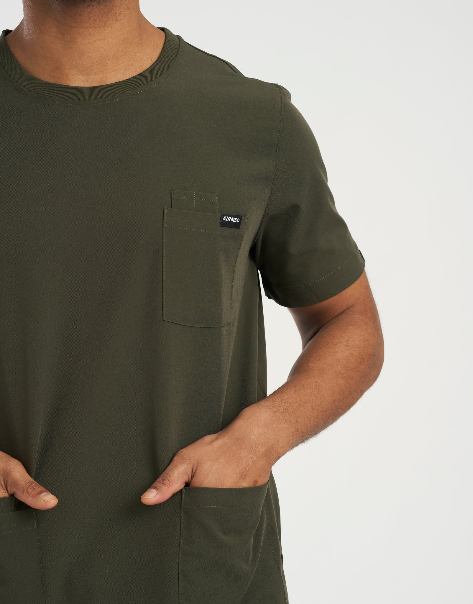 Essential Crewneck Scrub Top - Khaki Green