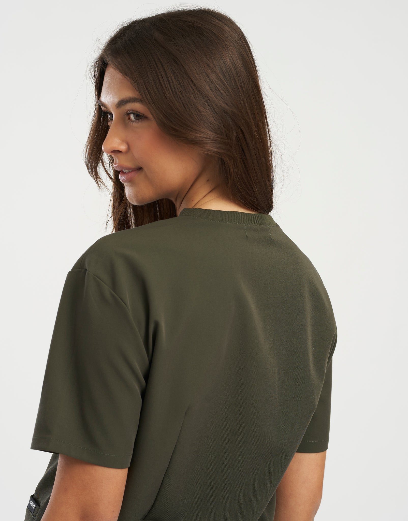 Essential V Neck Scrub Top - Khaki Green