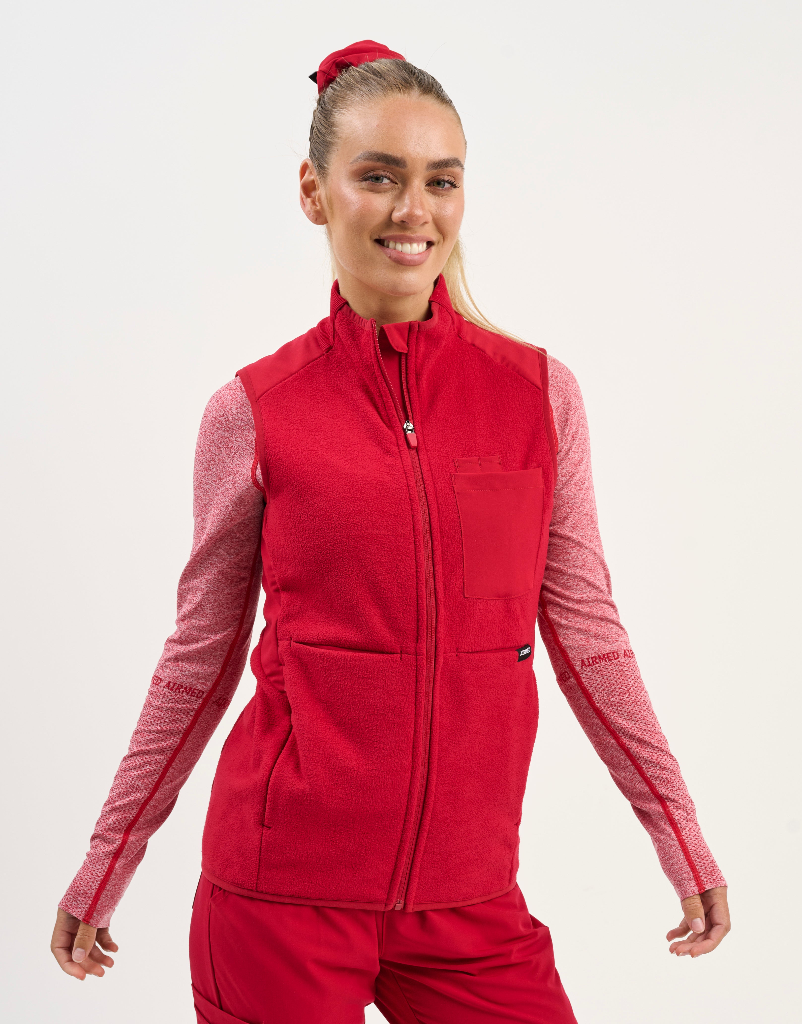 Essential Fleece Vest - Cherry Red