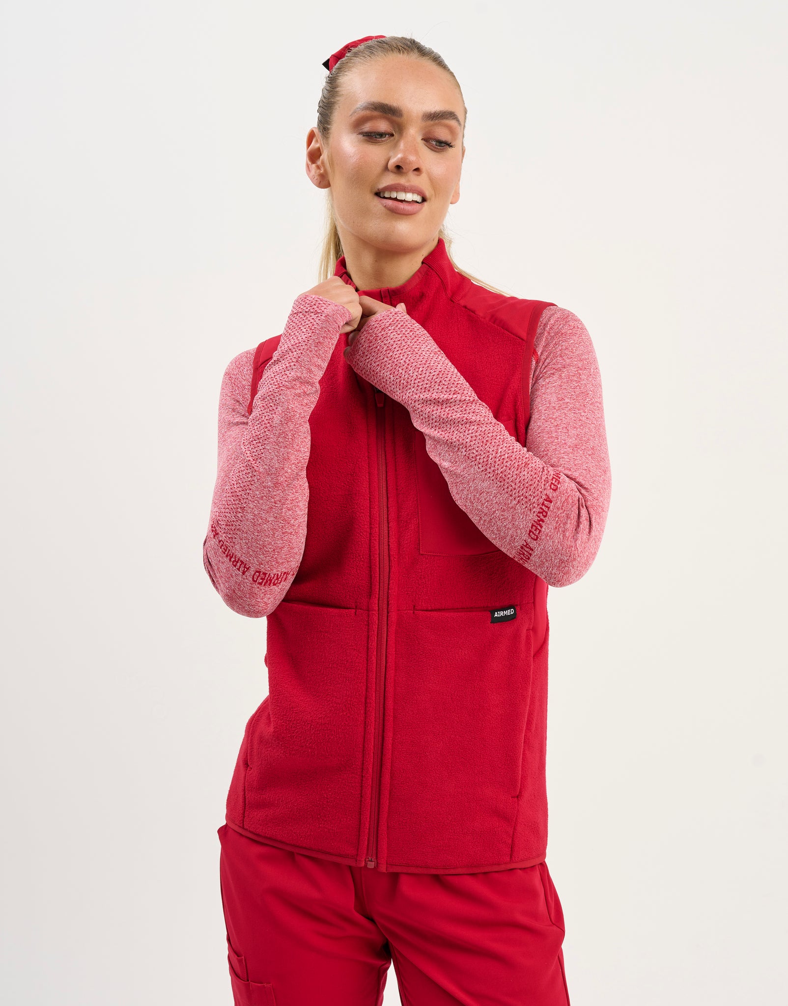 Essential Fleece Vest - Cherry Red