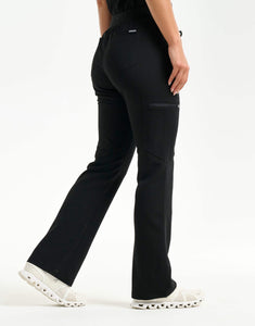 Essential Flare Scrub Pants - Black