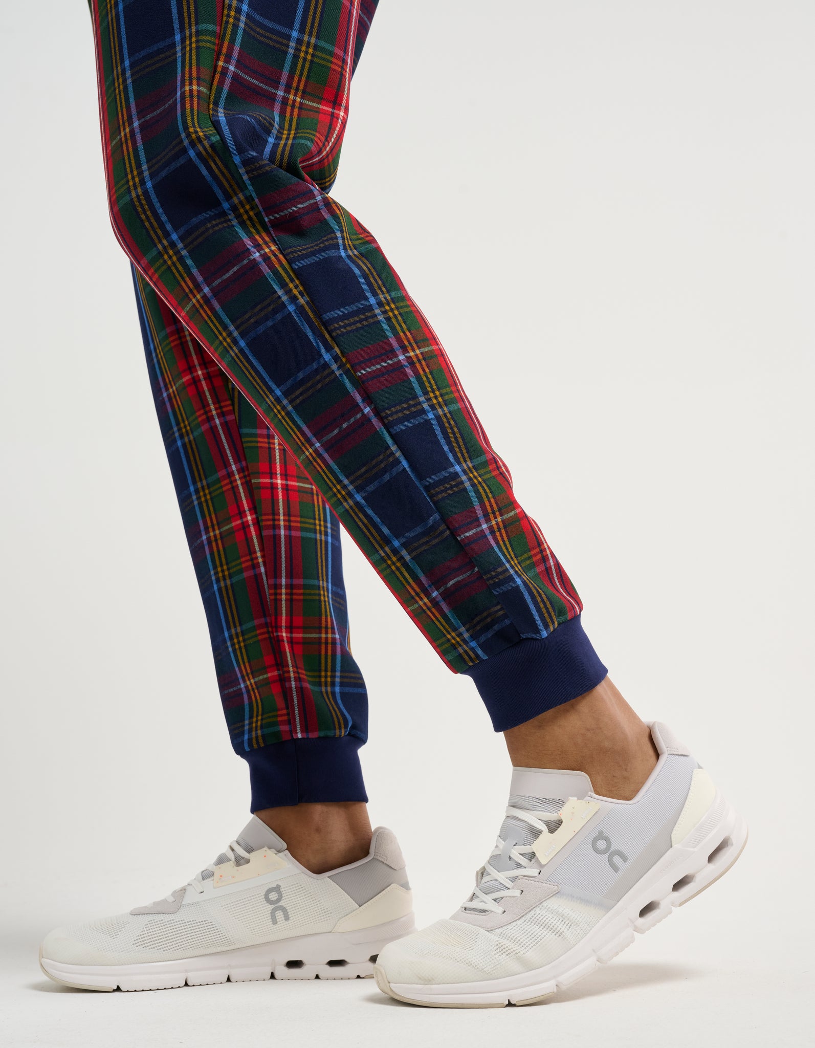 Essential Jogger Scrub Pants - Christmas Blue Tartan