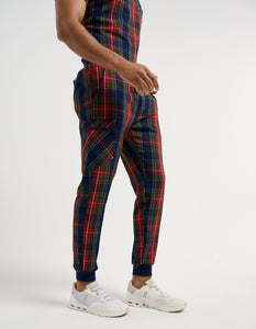 Essential Jogger Scrub Pants - Christmas Blue Tartan