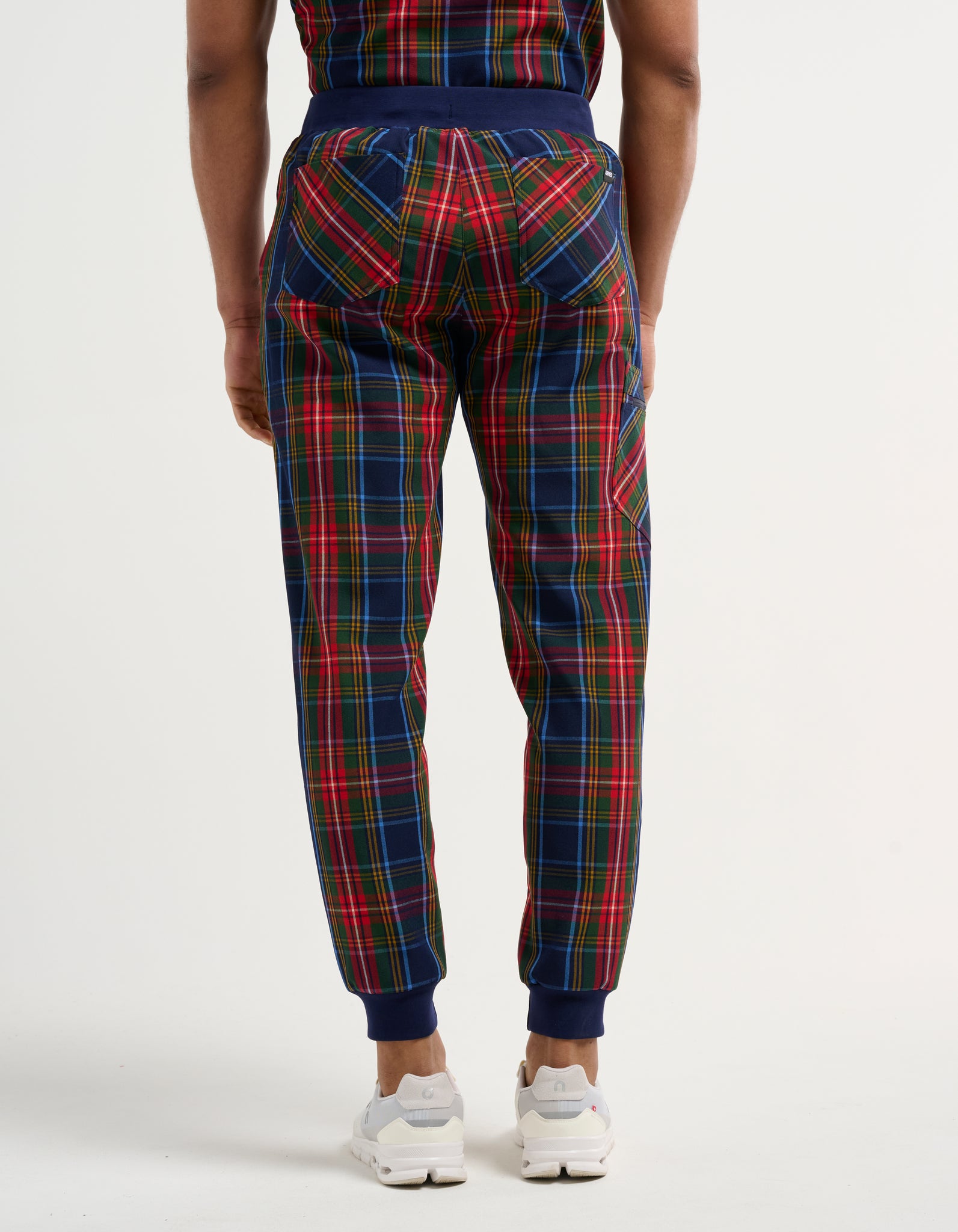 Essential Jogger Scrub Pants - Christmas Blue Tartan