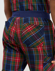 Essential Jogger Scrub Pants - Christmas Blue Tartan