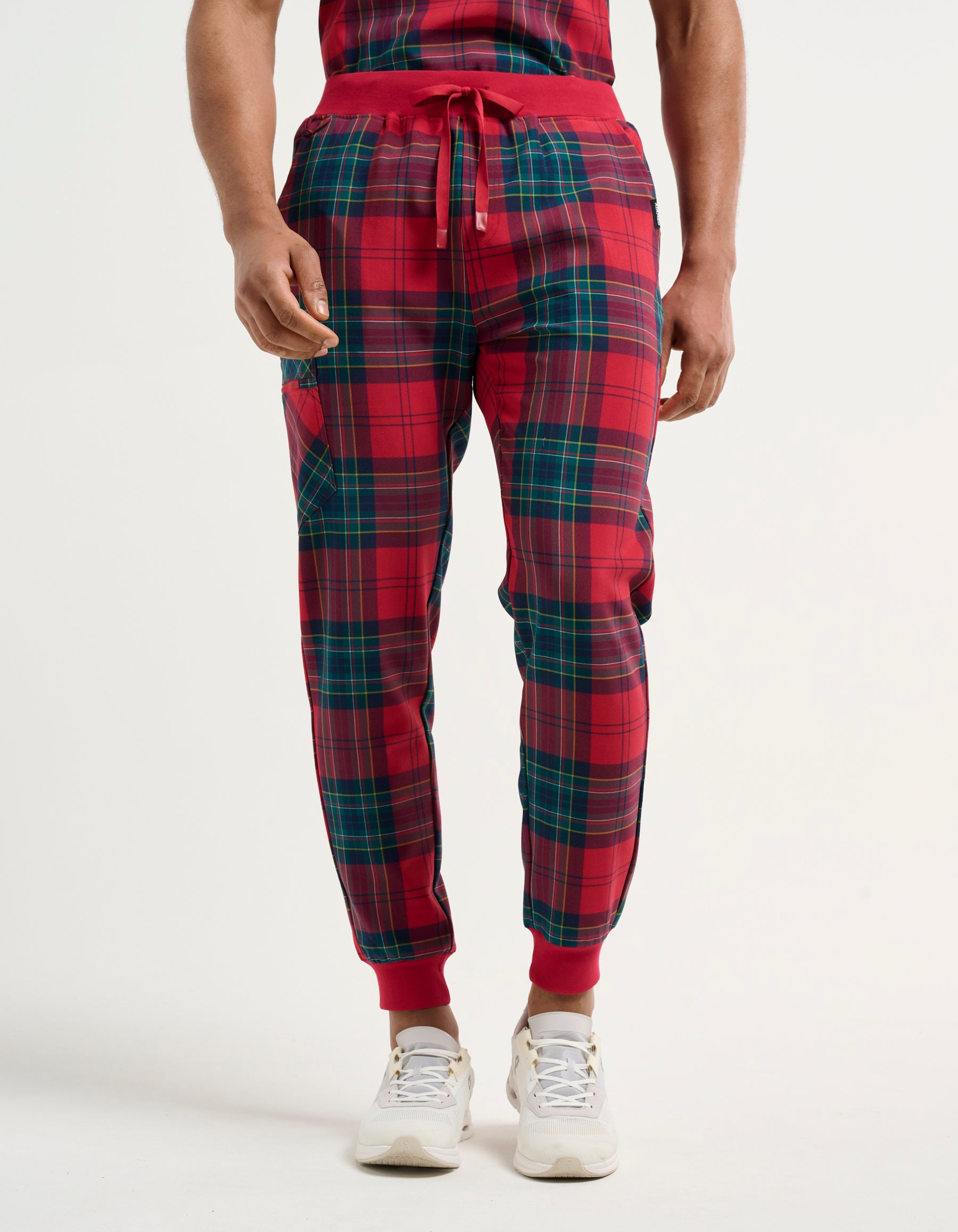 Essential Jogger Scrub Pants - Christmas Red Tartan