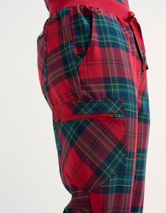 Essential Jogger Scrub Pants - Christmas Red Tartan