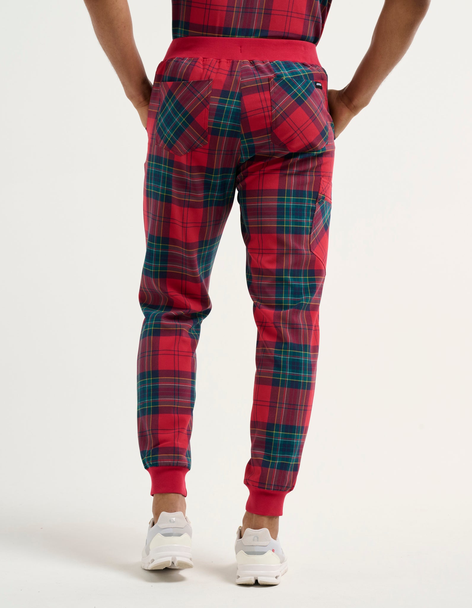 Essential Jogger Scrub Pants - Christmas Red Tartan