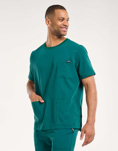 Essential Crewneck Scrub Top - Harbour Green